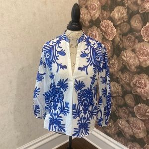 Zara Blue and White Blouse